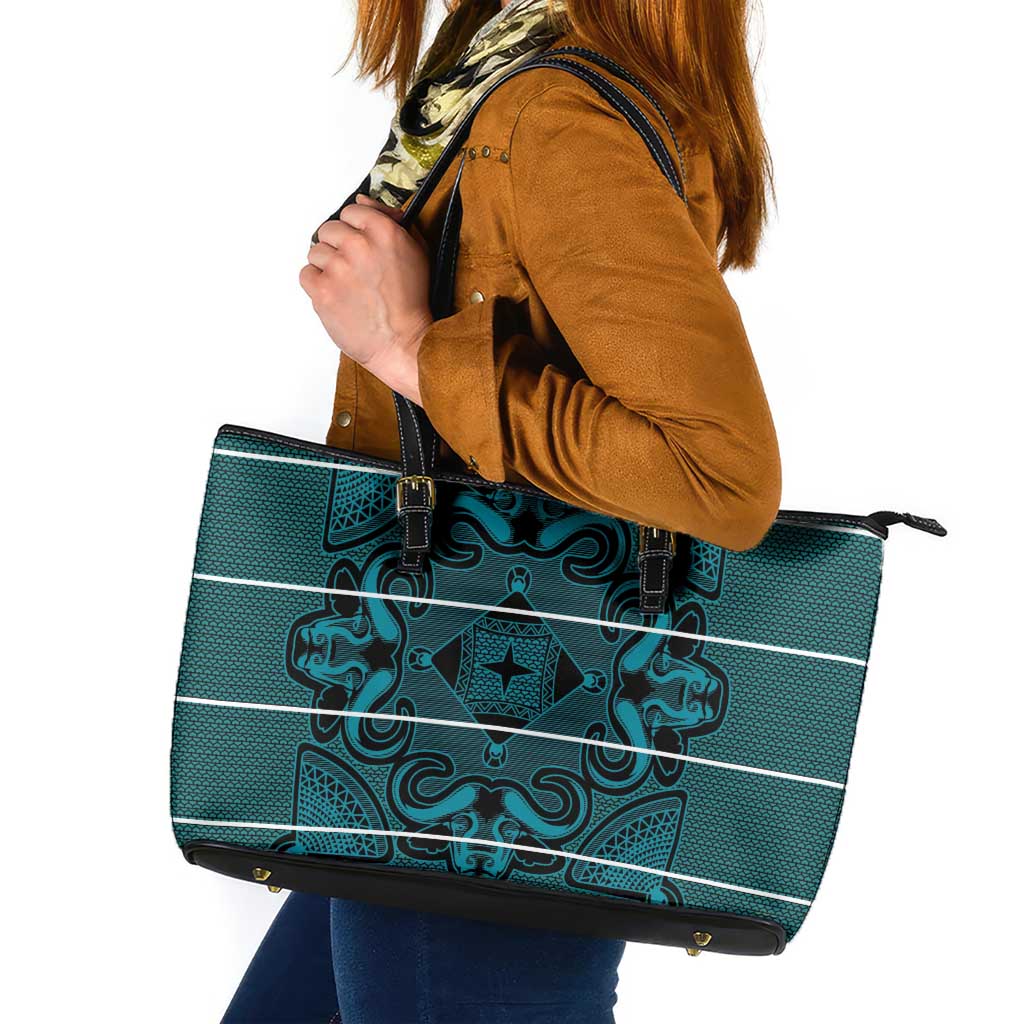 Lesotho Seanamarena - Motlatsi Leather Tote Bag Basotho Traditional Blanket Style - Lesotho Breeze - Wonder Print Shop