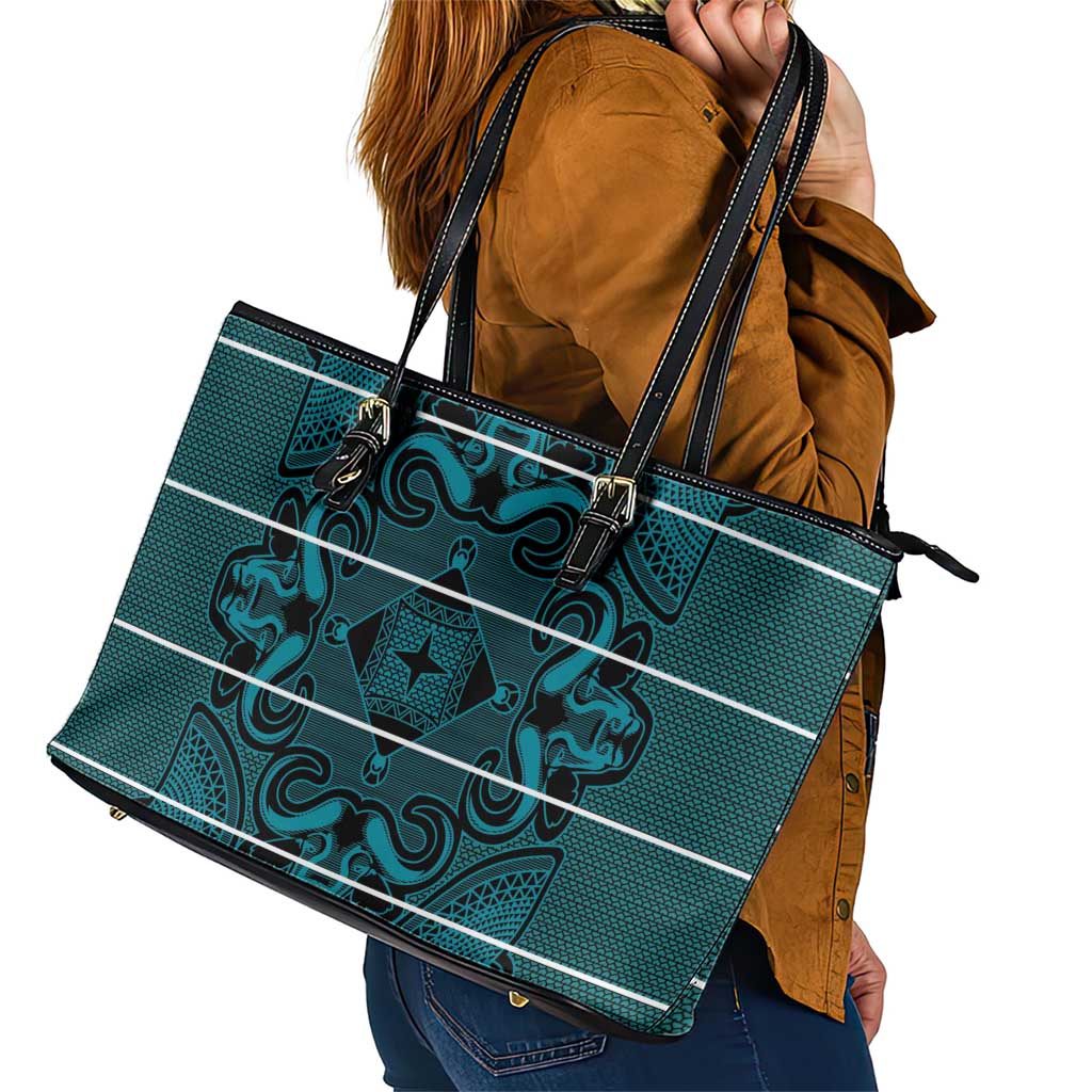 Lesotho Seanamarena - Motlatsi Leather Tote Bag Basotho Traditional Blanket Style - Lesotho Breeze - Wonder Print Shop