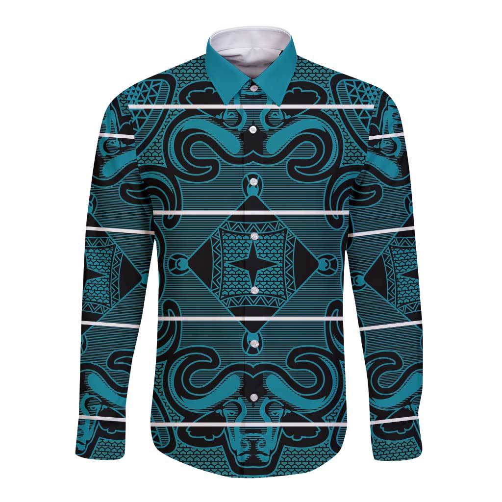 Lesotho Seanamarena - Motlatsi Long Sleeve Button Shirt Basotho Traditional Blanket Style - Lesotho Breeze - Wonder Print Shop