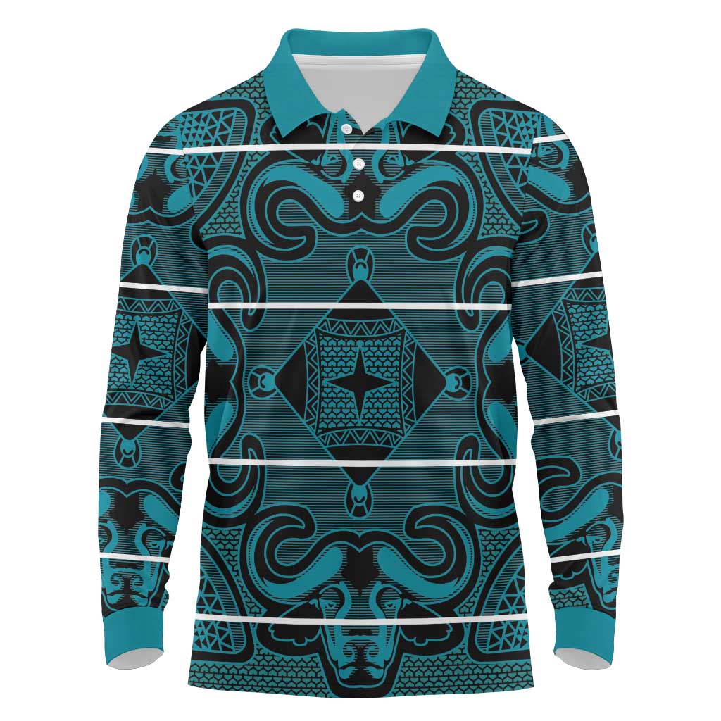 Lesotho Seanamarena - Motlatsi Long Sleeve Polo Shirt Basotho Traditional Blanket Style - Lesotho Breeze - Wonder Print Shop