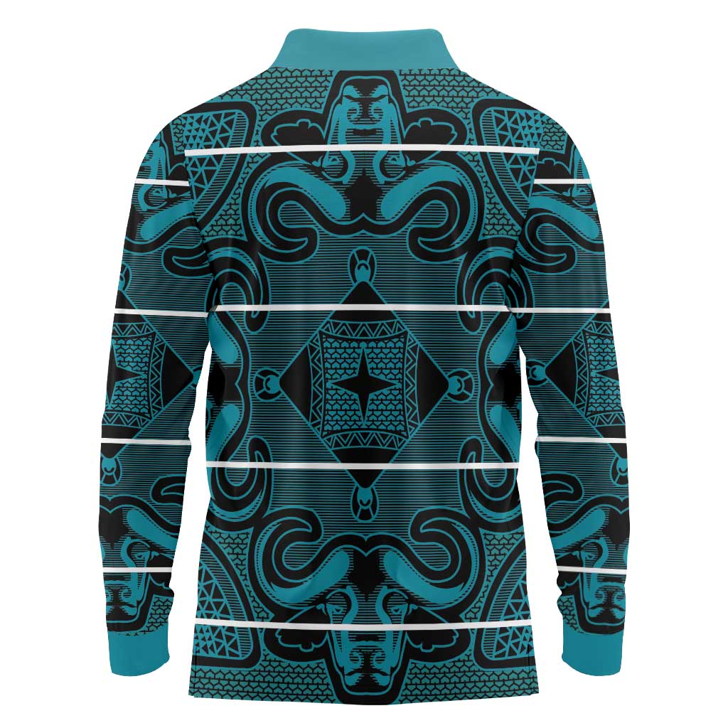 Lesotho Seanamarena - Motlatsi Long Sleeve Polo Shirt Basotho Traditional Blanket Style - Lesotho Breeze - Wonder Print Shop