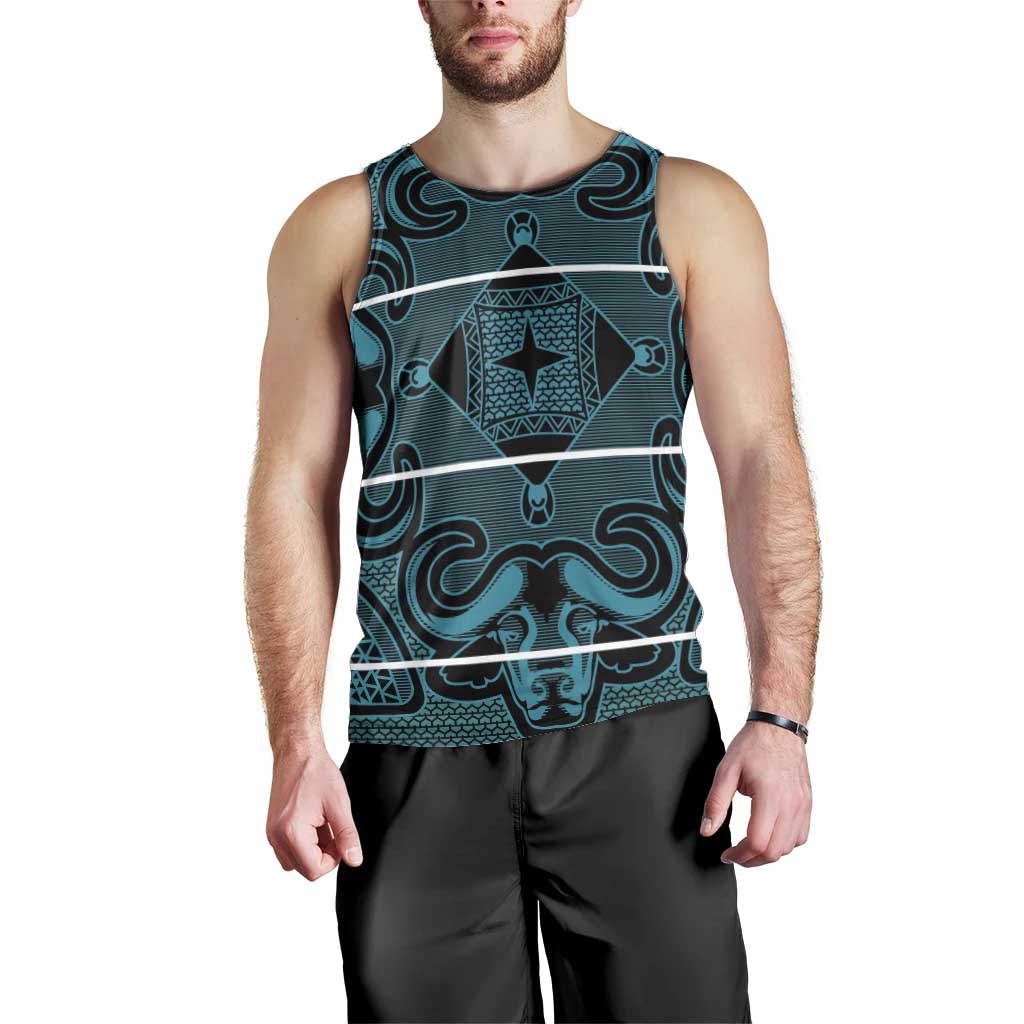 Lesotho Seanamarena - Motlatsi Men Tank Top Basotho Traditional Blanket Style - Lesotho Breeze - Wonder Print Shop