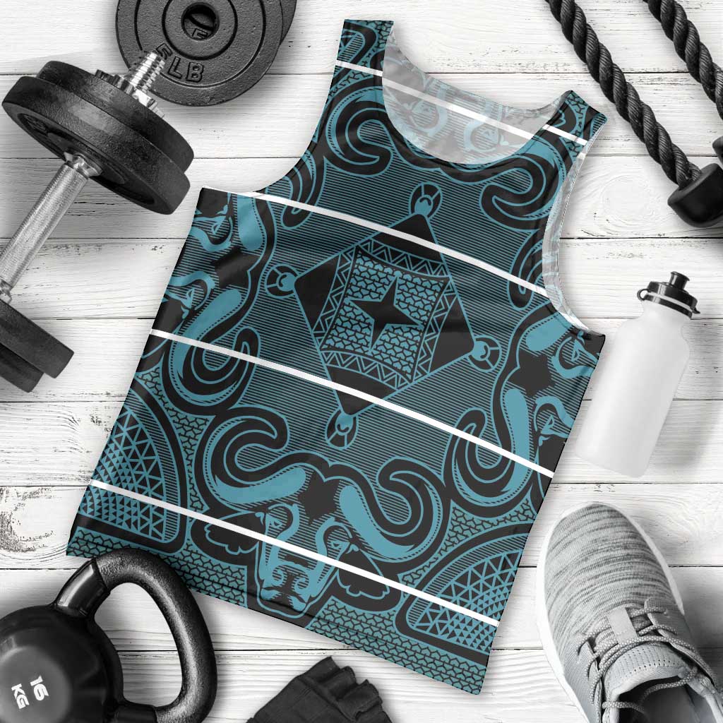 Lesotho Seanamarena - Motlatsi Men Tank Top Basotho Traditional Blanket Style - Lesotho Breeze - Wonder Print Shop