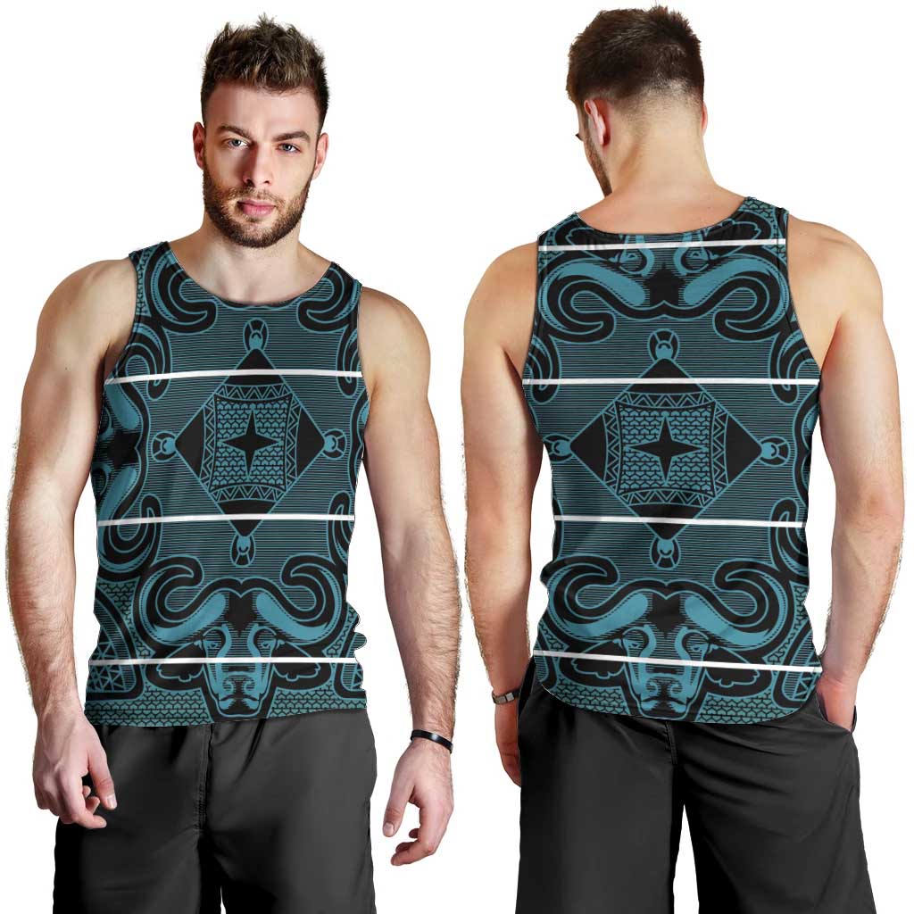 Lesotho Seanamarena - Motlatsi Men Tank Top Basotho Traditional Blanket Style - Lesotho Breeze - Wonder Print Shop
