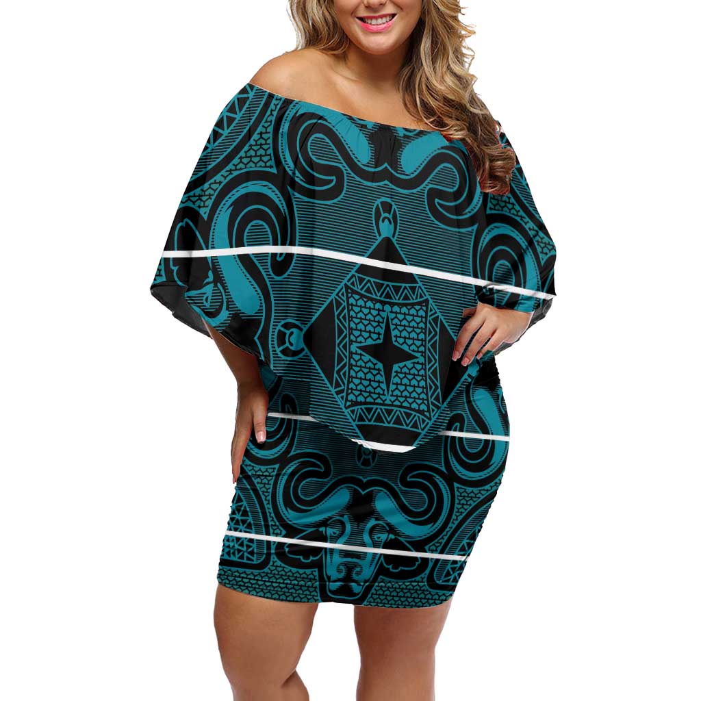 Lesotho Seanamarena - Motlatsi Off Shoulder Short Dress Basotho Traditional Blanket Style - Lesotho Breeze - Wonder Print Shop