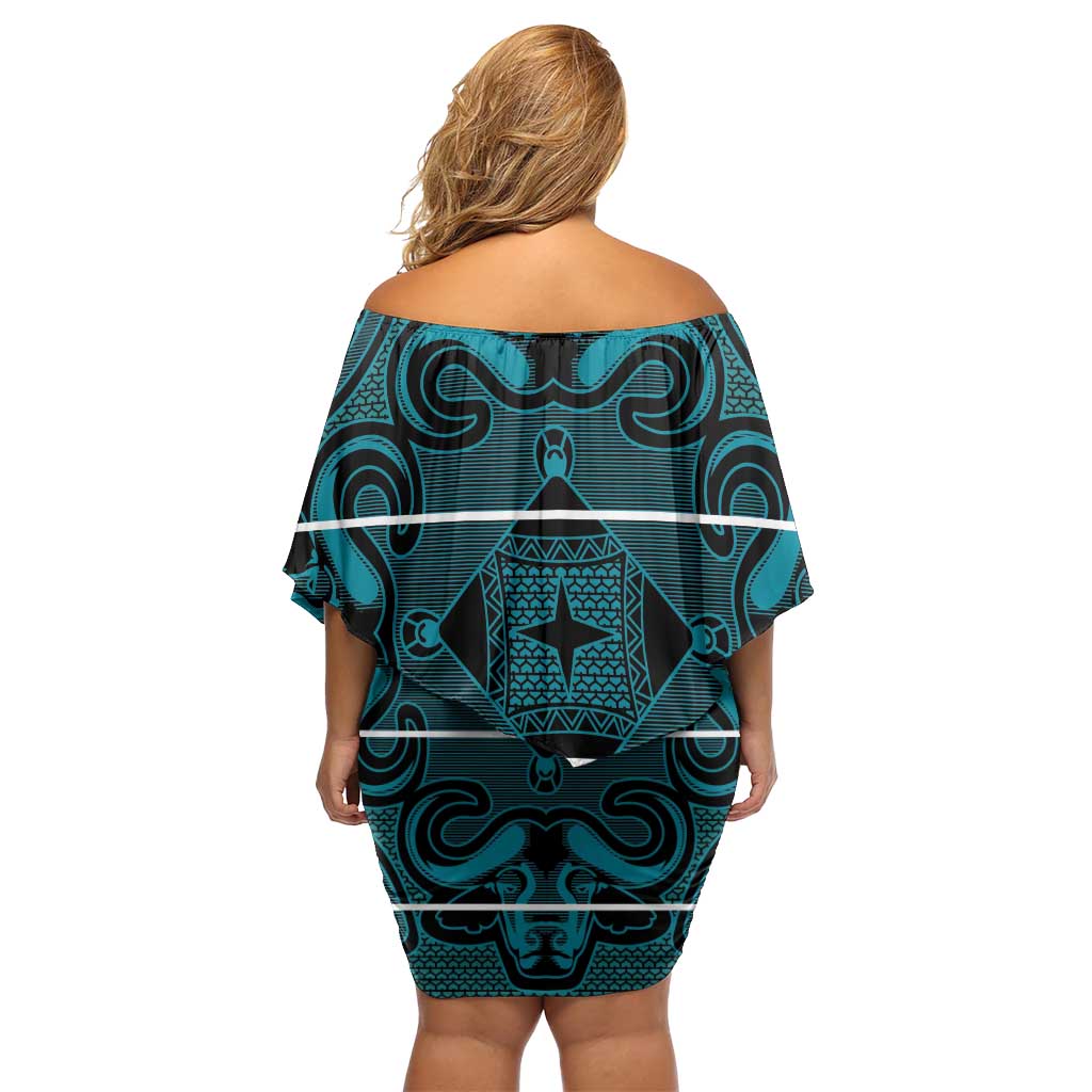 Lesotho Seanamarena - Motlatsi Off Shoulder Short Dress Basotho Traditional Blanket Style - Lesotho Breeze - Wonder Print Shop