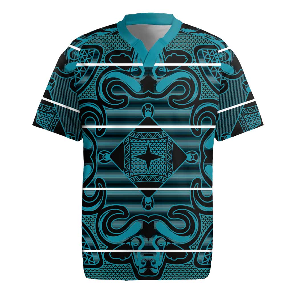 Lesotho Seanamarena - Motlatsi Rugby Jersey Basotho Traditional Blanket Style - Lesotho Breeze - Wonder Print Shop