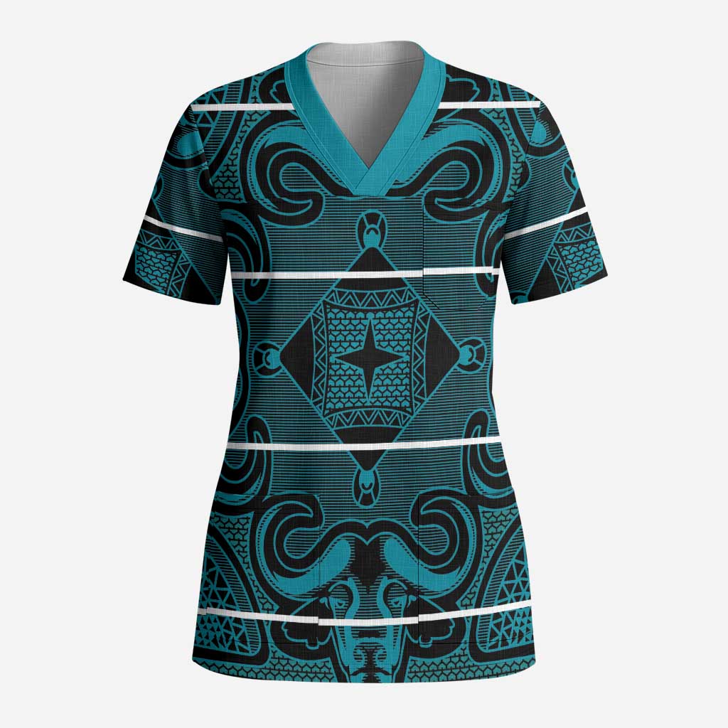 Lesotho Seanamarena - Motlatsi Scrub Top Basotho Traditional Blanket Style - Lesotho Breeze - Wonder Print Shop