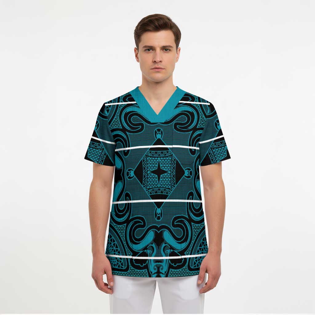 Lesotho Seanamarena - Motlatsi Scrub Top Basotho Traditional Blanket Style - Lesotho Breeze - Wonder Print Shop