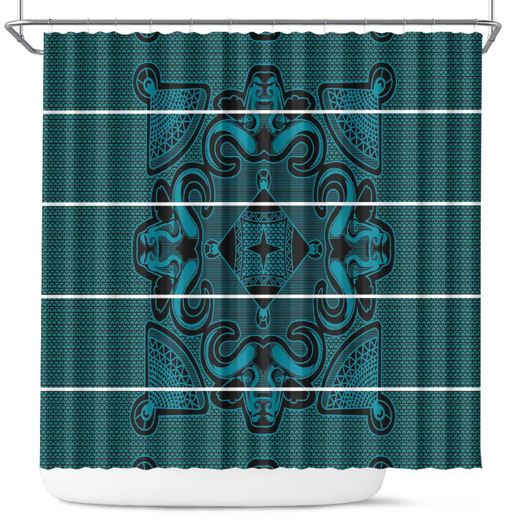 Lesotho Seanamarena - Motlatsi Shower Curtain Basotho Traditional Blanket Style - Lesotho Breeze - Wonder Print Shop