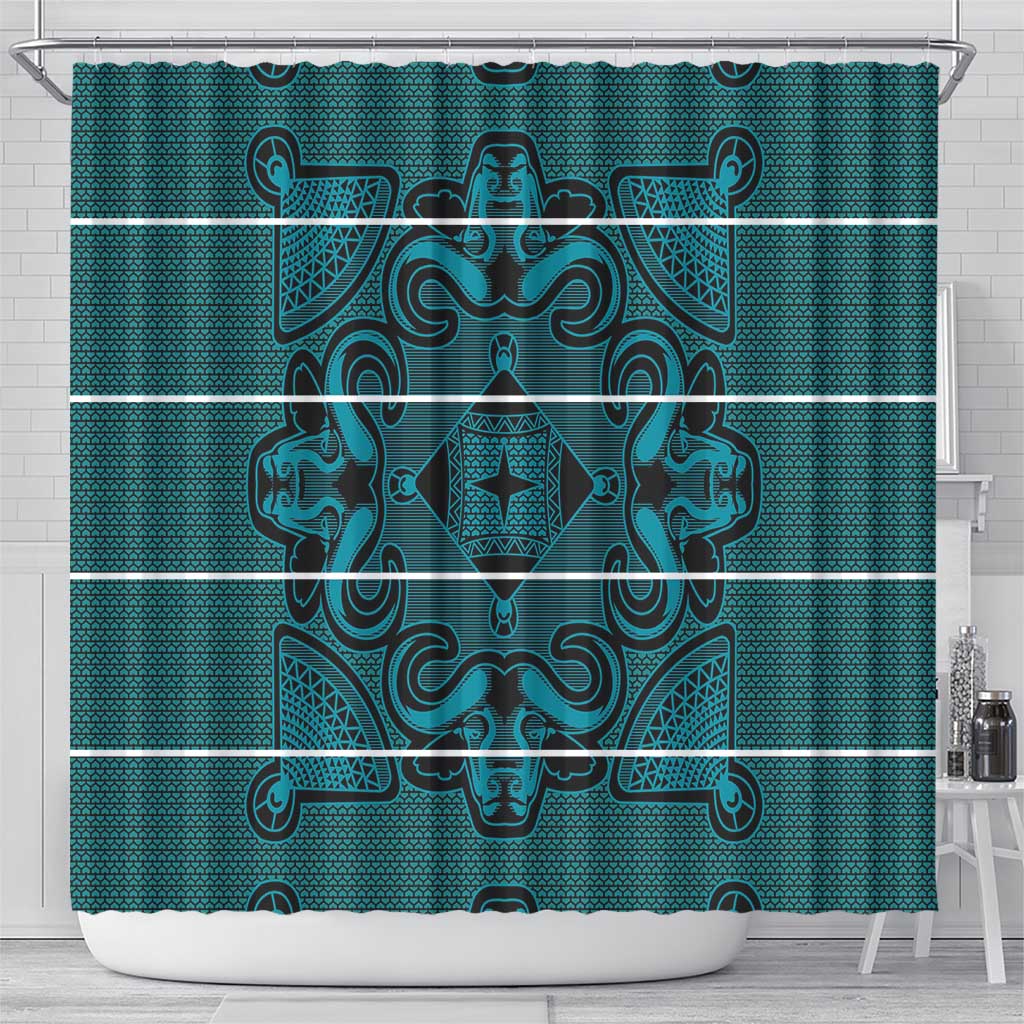 Lesotho Seanamarena - Motlatsi Shower Curtain Basotho Traditional Blanket Style - Lesotho Breeze - Wonder Print Shop