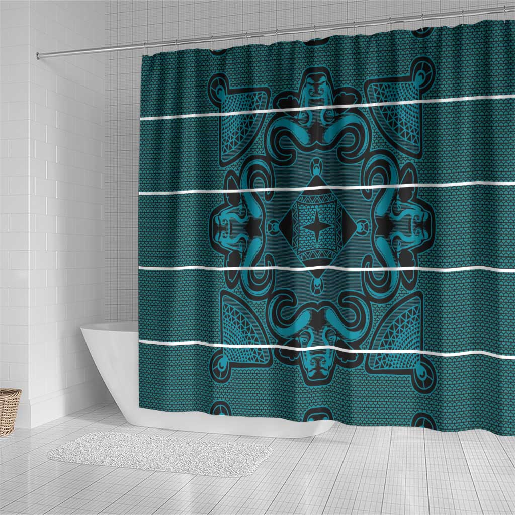 Lesotho Seanamarena - Motlatsi Shower Curtain Basotho Traditional Blanket Style - Lesotho Breeze - Wonder Print Shop