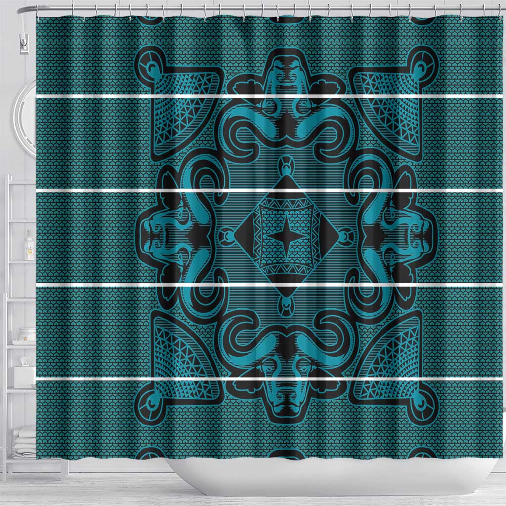 Lesotho Seanamarena - Motlatsi Shower Curtain Basotho Traditional Blanket Style - Lesotho Breeze - Wonder Print Shop