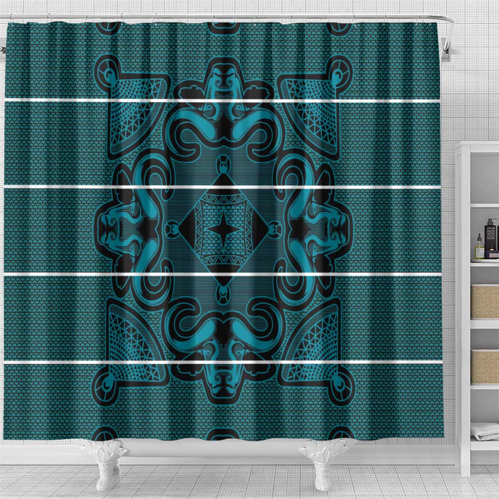 Lesotho Seanamarena - Motlatsi Shower Curtain Basotho Traditional Blanket Style - Lesotho Breeze - Wonder Print Shop