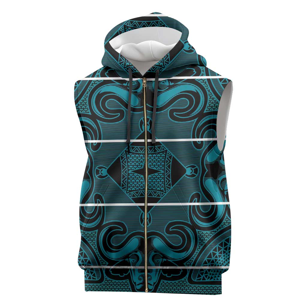 Lesotho Seanamarena - Motlatsi Sleeveless Zip Hoodie Basotho Traditional Blanket Style - Lesotho Breeze - Wonder Print Shop