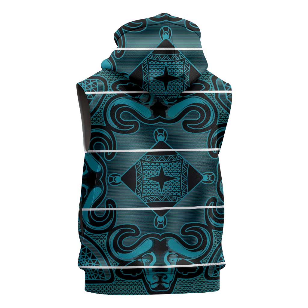 Lesotho Seanamarena - Motlatsi Sleeveless Zip Hoodie Basotho Traditional Blanket Style - Lesotho Breeze - Wonder Print Shop