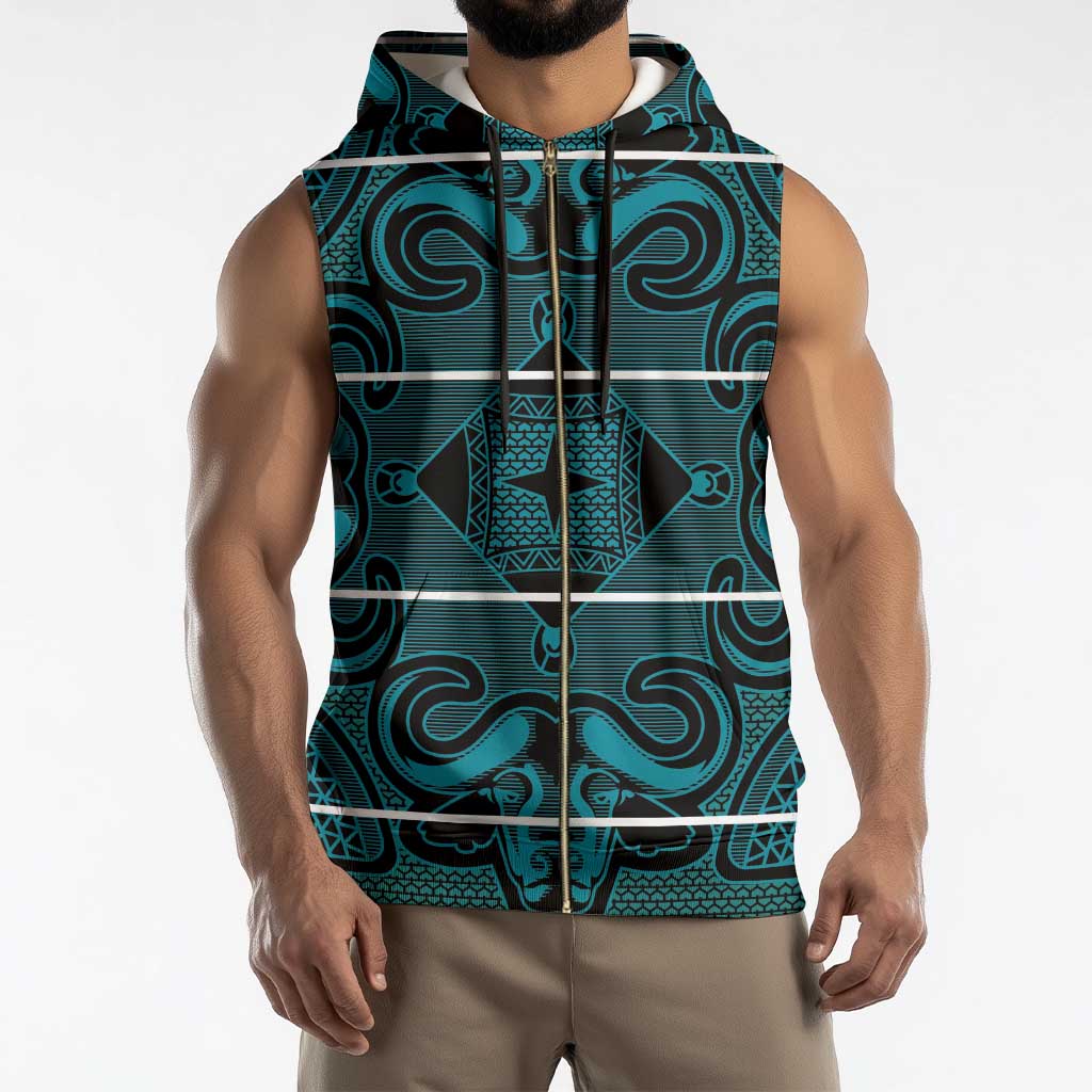 Lesotho Seanamarena - Motlatsi Sleeveless Zip Hoodie Basotho Traditional Blanket Style - Lesotho Breeze - Wonder Print Shop