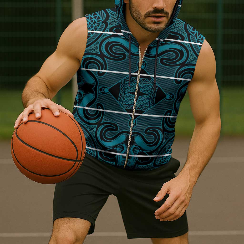 Lesotho Seanamarena - Motlatsi Sleeveless Zip Hoodie Basotho Traditional Blanket Style - Lesotho Breeze - Wonder Print Shop