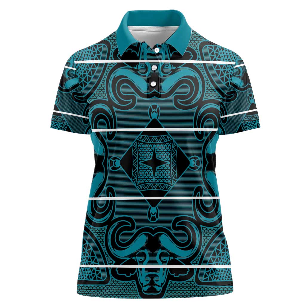Lesotho Seanamarena - Motlatsi Women Polo Shirt Basotho Traditional Blanket Style - Lesotho Breeze - Wonder Print Shop