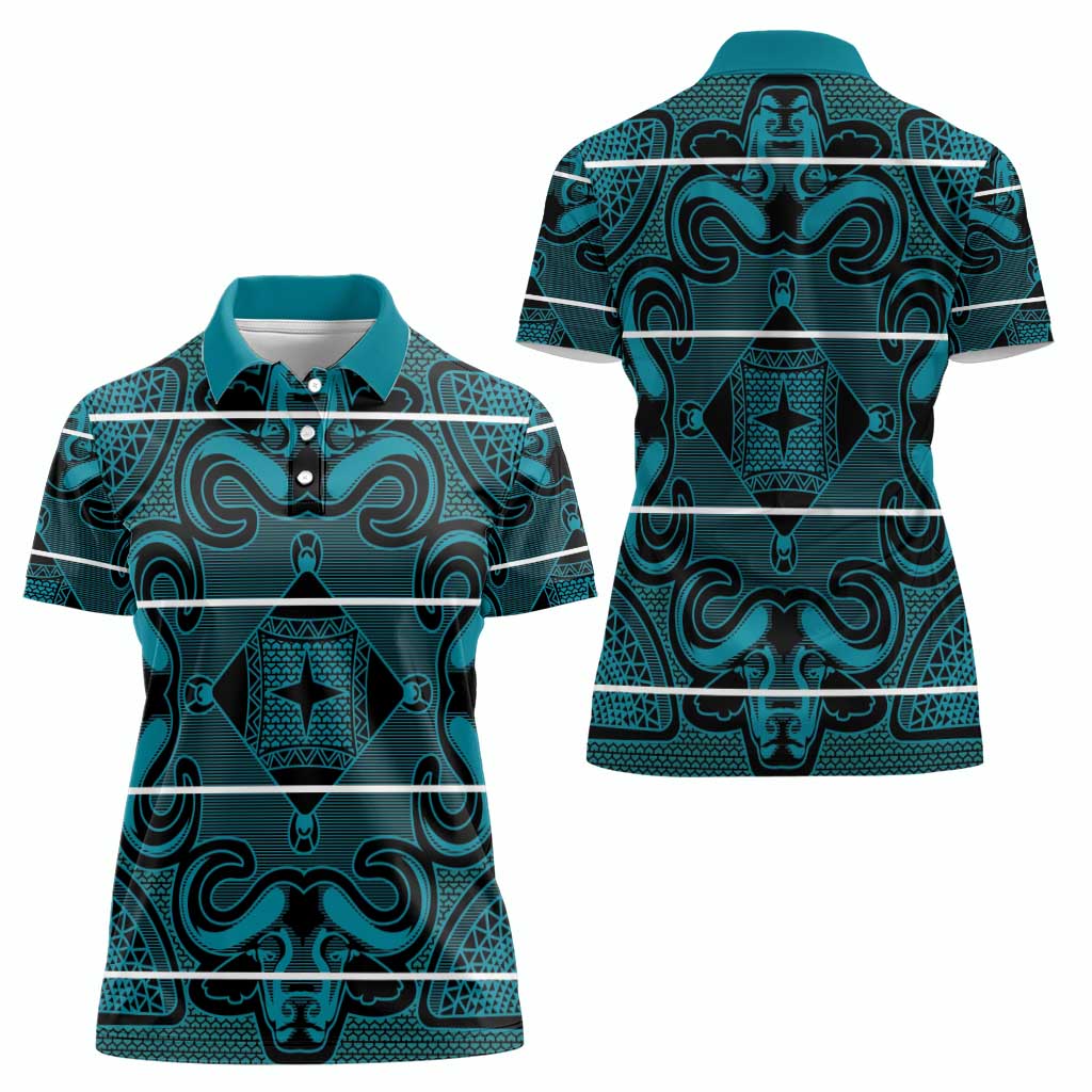 Lesotho Seanamarena - Motlatsi Women Polo Shirt Basotho Traditional Blanket Style - Lesotho Breeze - Wonder Print Shop