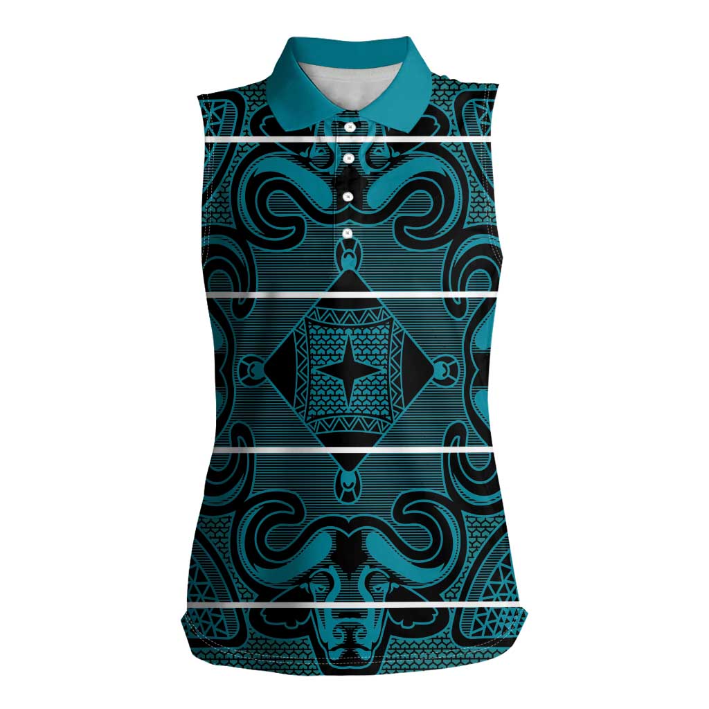 Lesotho Seanamarena - Motlatsi Women Sleeveless Polo Shirt Basotho Traditional Blanket Style - Lesotho Breeze - Wonder Print Shop