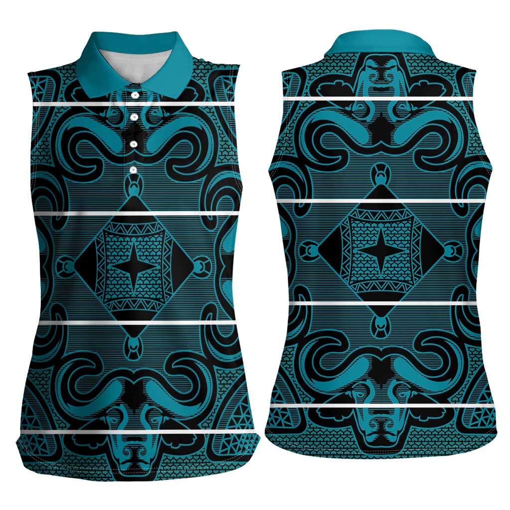 Lesotho Seanamarena - Motlatsi Women Sleeveless Polo Shirt Basotho Traditional Blanket Style - Lesotho Breeze - Wonder Print Shop