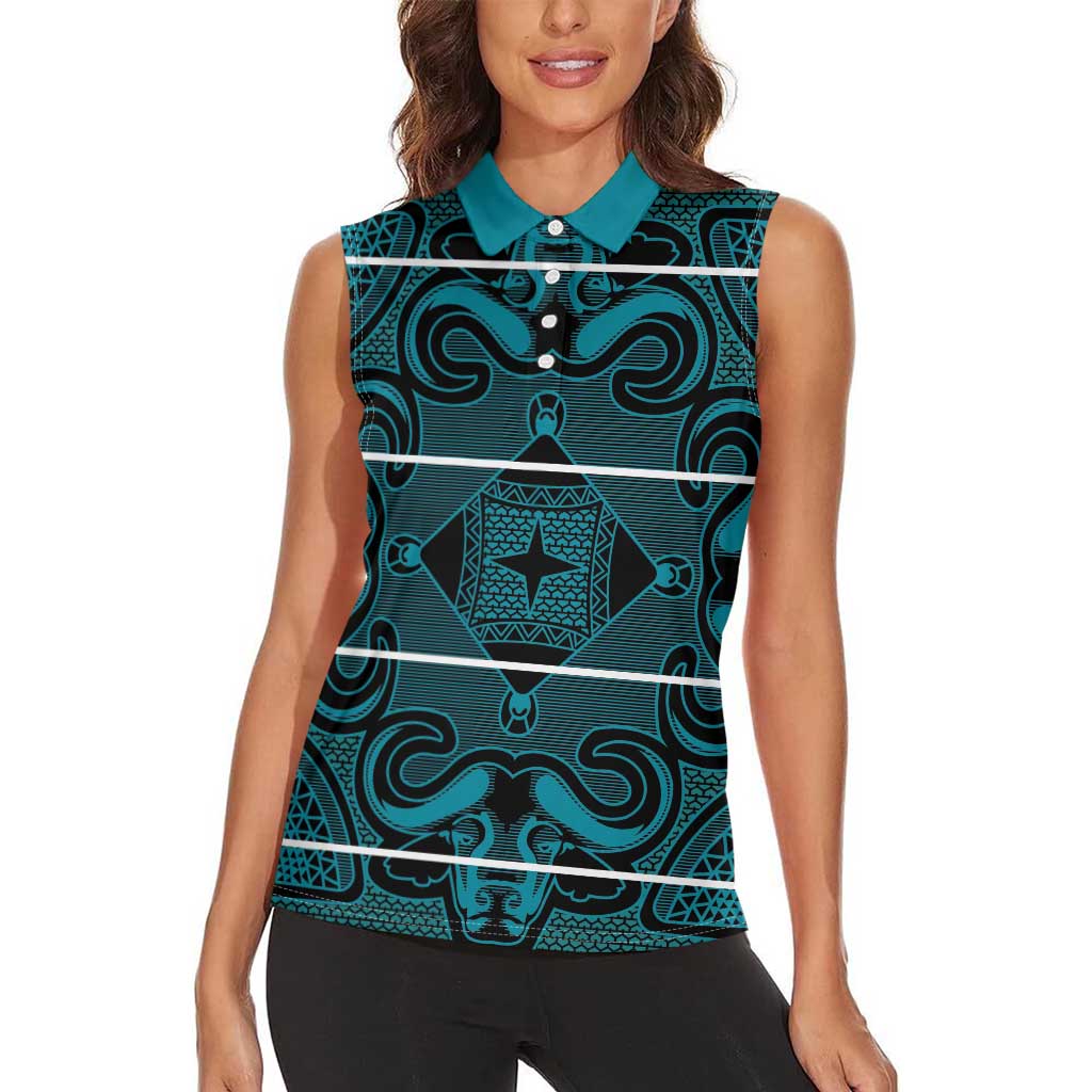 Lesotho Seanamarena - Motlatsi Women Sleeveless Polo Shirt Basotho Traditional Blanket Style - Lesotho Breeze - Wonder Print Shop
