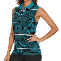 Lesotho Seanamarena - Motlatsi Women Sleeveless Polo Shirt Basotho Traditional Blanket Style - Lesotho Breeze - Wonder Print Shop