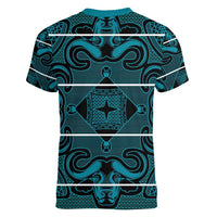 Lesotho Seanamarena - Motlatsi Women V-Neck T-Shirt Basotho Traditional Blanket Style - Lesotho Breeze - Wonder Print Shop