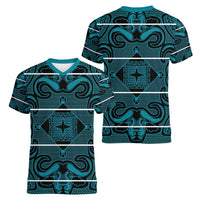 Lesotho Seanamarena - Motlatsi Women V-Neck T-Shirt Basotho Traditional Blanket Style - Lesotho Breeze - Wonder Print Shop