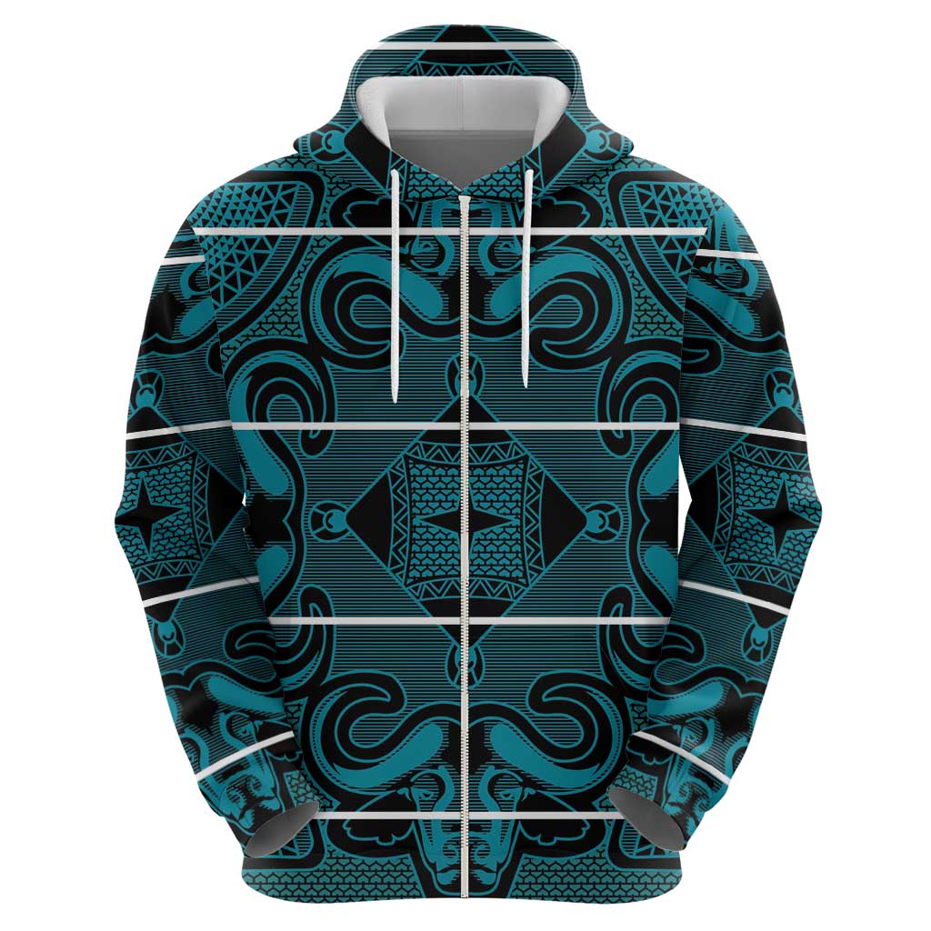 Lesotho Seanamarena - Motlatsi Zip Hoodie Basotho Traditional Blanket Style - Lesotho Breeze - Wonder Print Shop