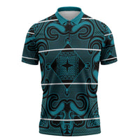 Lesotho Seanamarena - Motlatsi Zipper Polo Shirt Basotho Traditional Blanket Style - Lesotho Breeze - Wonder Print Shop