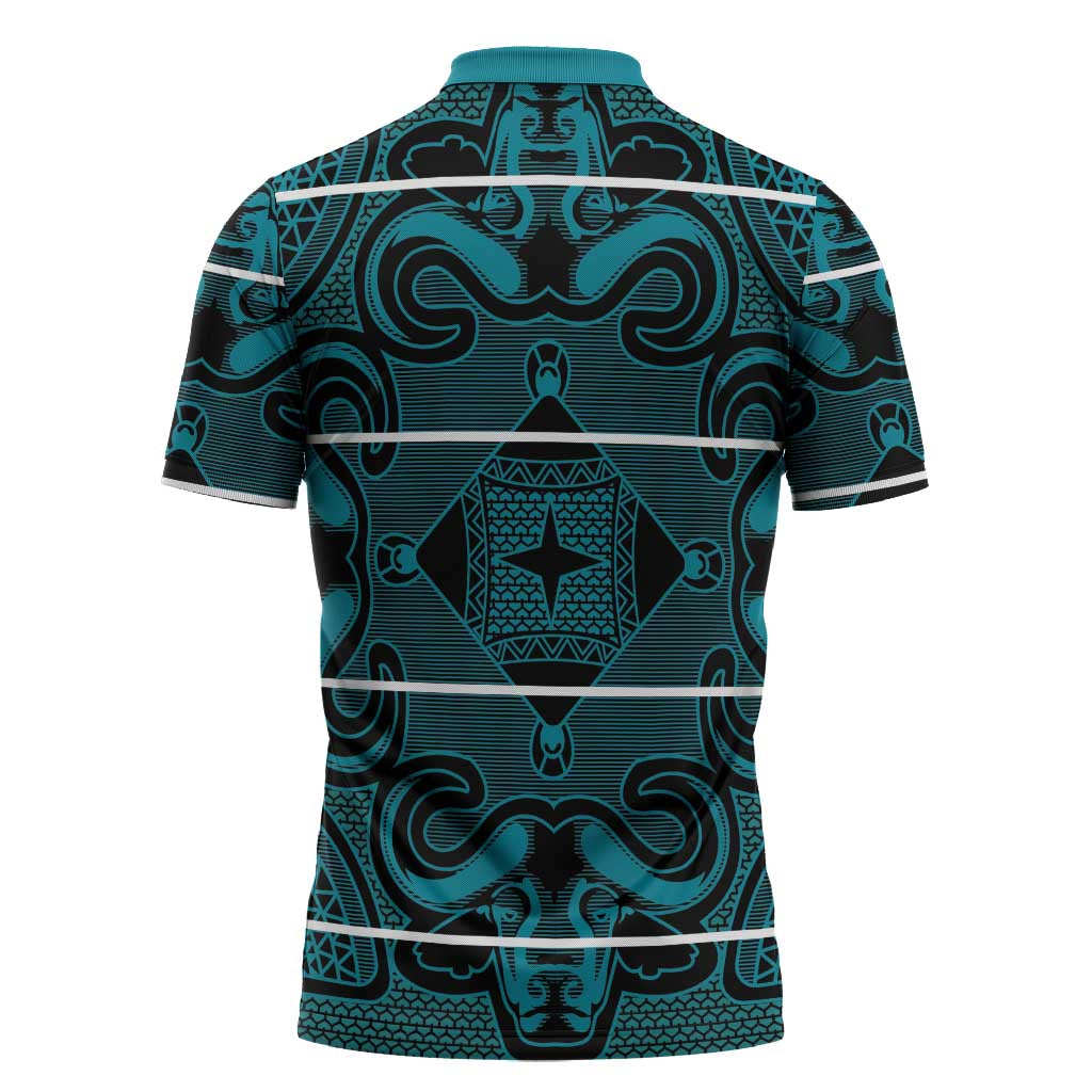 Lesotho Seanamarena - Motlatsi Zipper Polo Shirt Basotho Traditional Blanket Style - Lesotho Breeze - Wonder Print Shop
