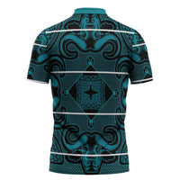 Lesotho Seanamarena - Motlatsi Zipper Polo Shirt Basotho Traditional Blanket Style - Lesotho Breeze - Wonder Print Shop