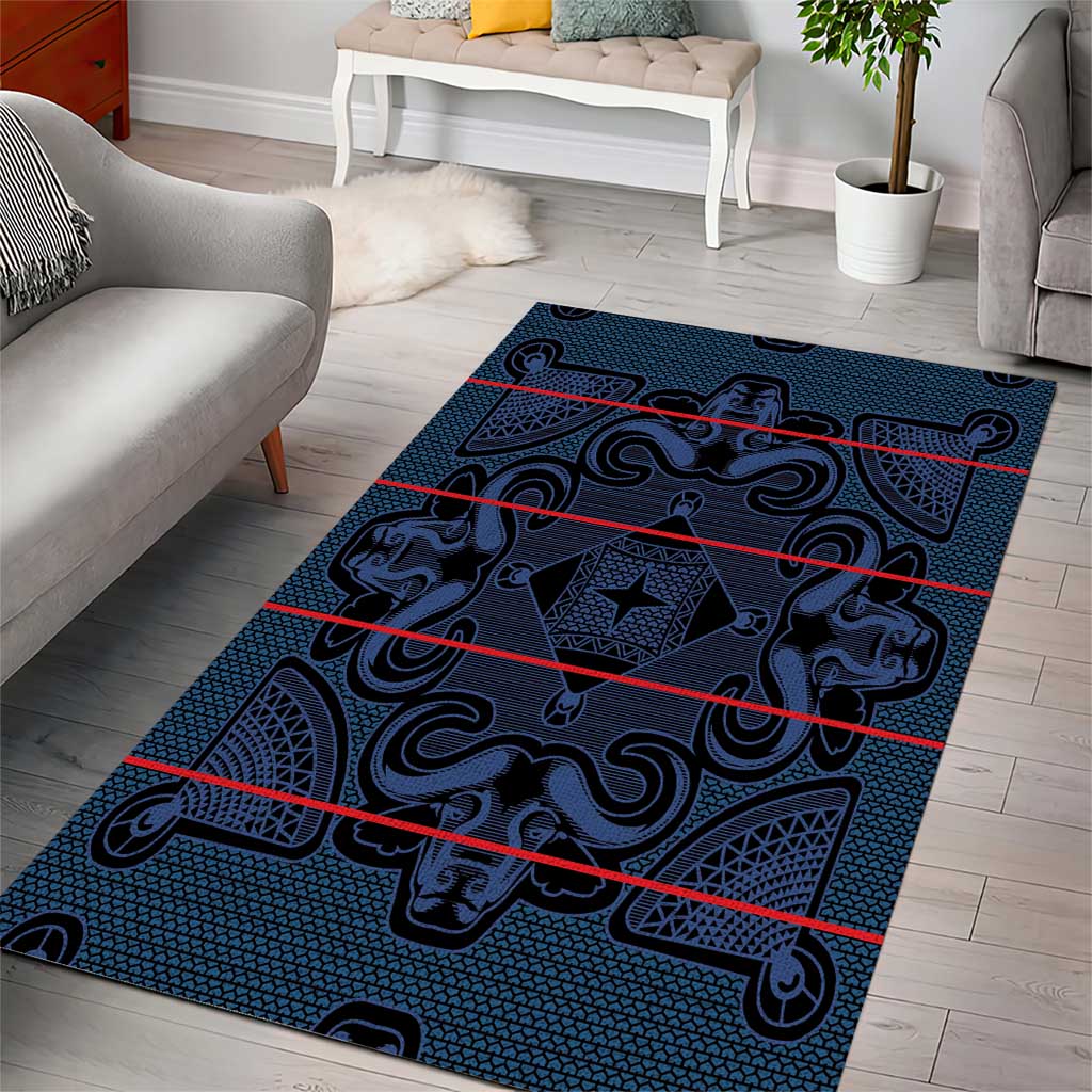 Lesotho Seanamarena - Motlatsi Area Rug Basotho Traditional Blanket Style - Blue - Wonder Print Shop
