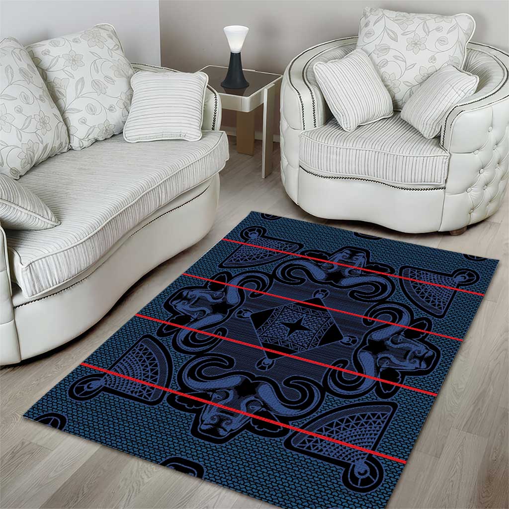 Lesotho Seanamarena - Motlatsi Area Rug Basotho Traditional Blanket Style - Blue - Wonder Print Shop