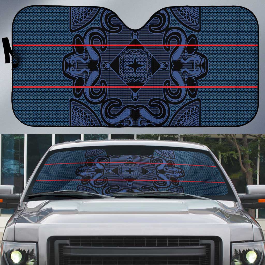 Lesotho Seanamarena - Motlatsi Auto Sun Shade Basotho Traditional Blanket Style - Blue - Wonder Print Shop