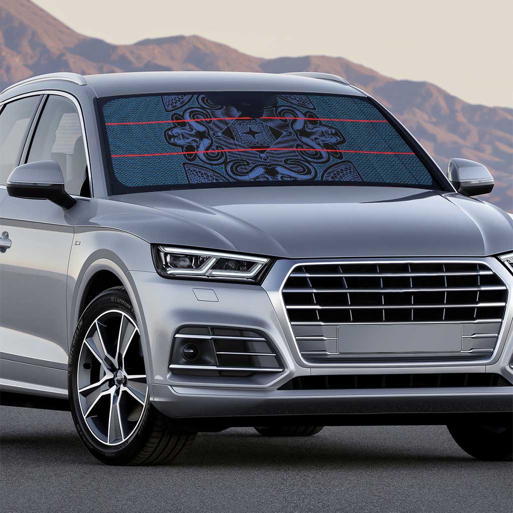 Lesotho Seanamarena - Motlatsi Auto Sun Shade Basotho Traditional Blanket Style - Blue - Wonder Print Shop