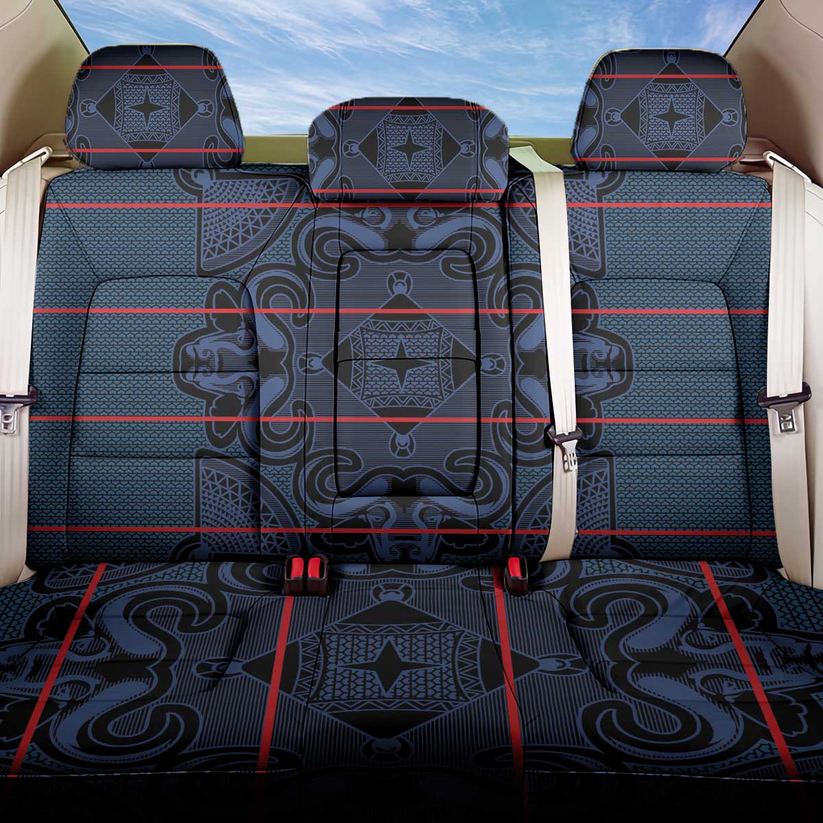 Lesotho Seanamarena - Motlatsi Back Car Seat Cover Basotho Traditional Blanket Style - Blue - Wonder Print Shop
