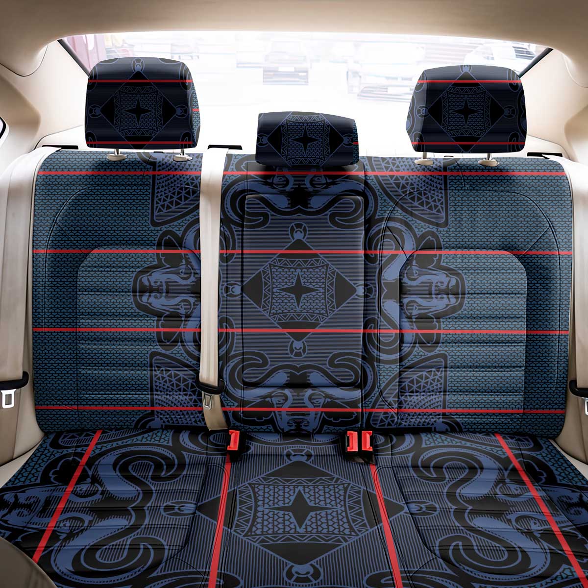 Lesotho Seanamarena - Motlatsi Back Car Seat Cover Basotho Traditional Blanket Style - Blue - Wonder Print Shop