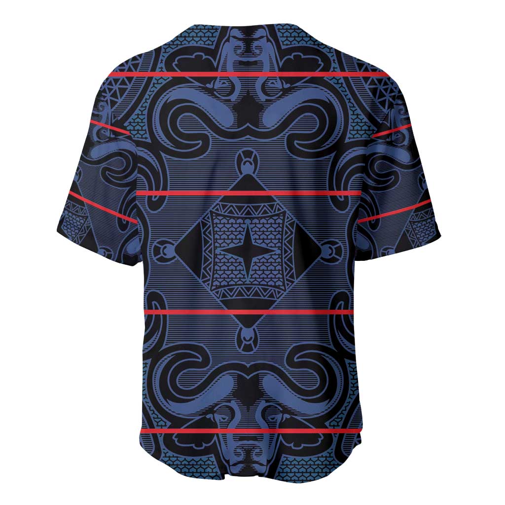 Lesotho Seanamarena - Motlatsi Baseball Jersey Basotho Traditional Blanket Style - Blue - Wonder Print Shop