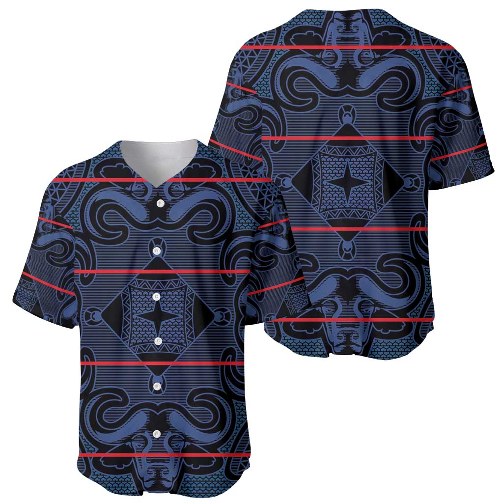 Lesotho Seanamarena - Motlatsi Baseball Jersey Basotho Traditional Blanket Style - Blue - Wonder Print Shop