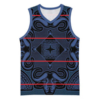 Lesotho Seanamarena - Motlatsi Basketball Jersey Basotho Traditional Blanket Style - Blue - Wonder Print Shop