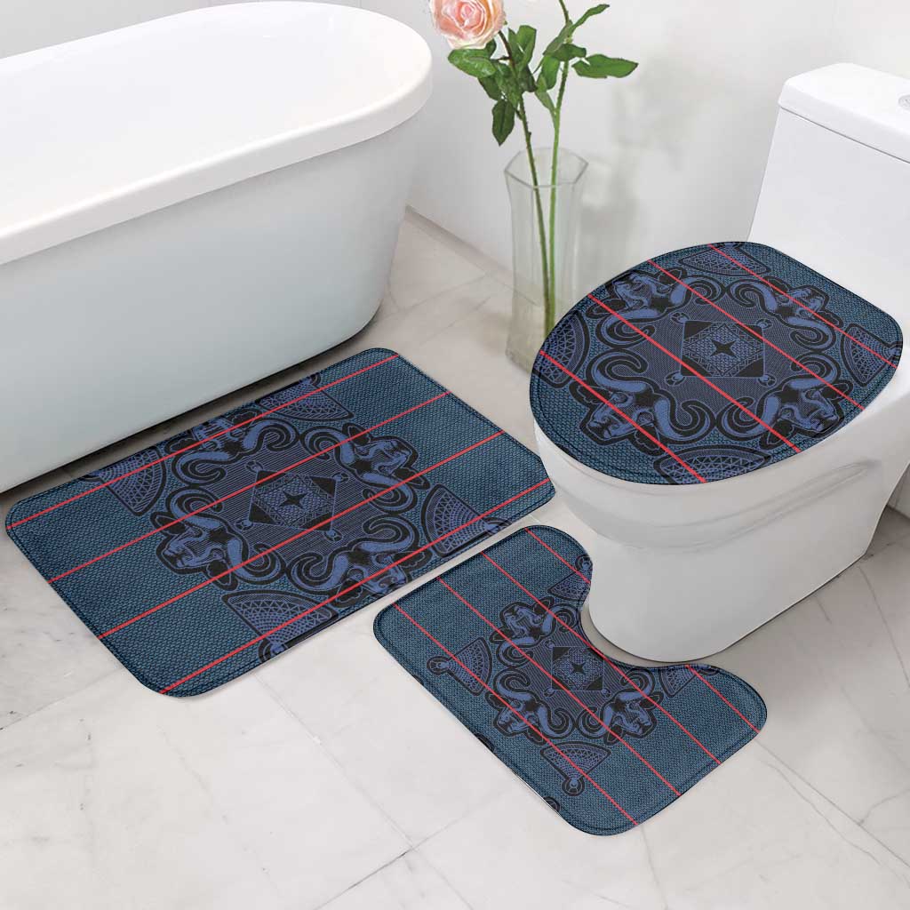 Lesotho Seanamarena - Motlatsi Bathroom Set Basotho Traditional Blanket Style - Blue - Wonder Print Shop
