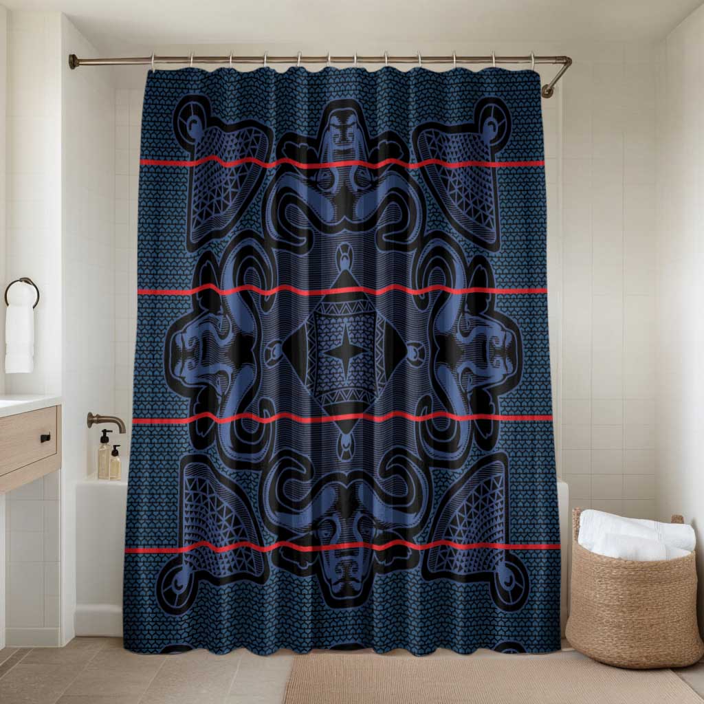 Lesotho Seanamarena - Motlatsi Bathroom Set Basotho Traditional Blanket Style - Blue - Wonder Print Shop