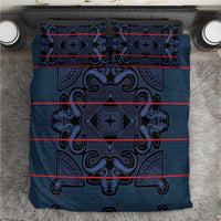 Lesotho Seanamarena - Motlatsi Bedding Set Basotho Traditional Blanket Style - Blue - Wonder Print Shop