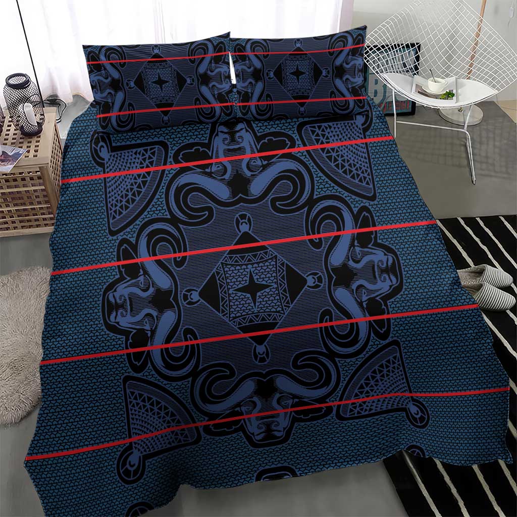 Lesotho Seanamarena - Motlatsi Bedding Set Basotho Traditional Blanket Style - Blue - Wonder Print Shop