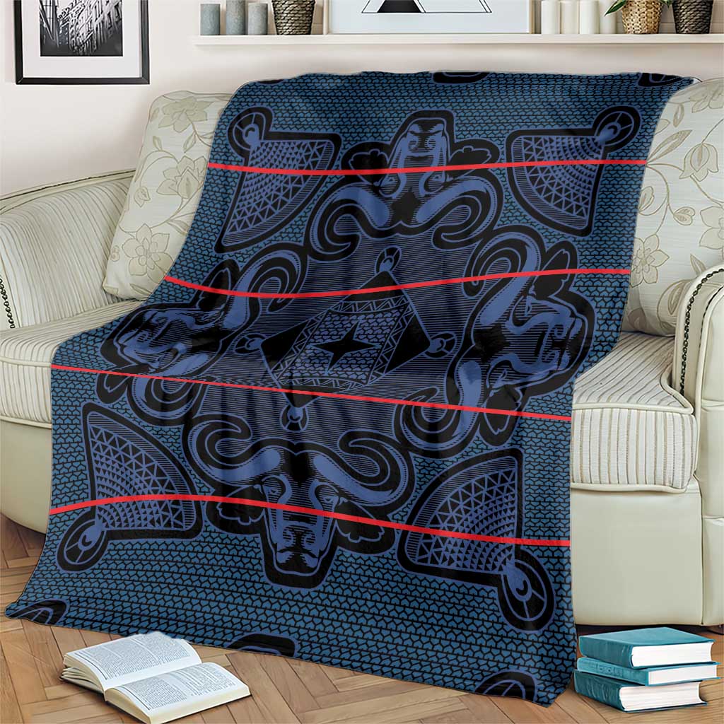 Lesotho Seanamarena - Motlatsi Blanket Basotho Traditional Blanket Style - Blue - Wonder Print Shop