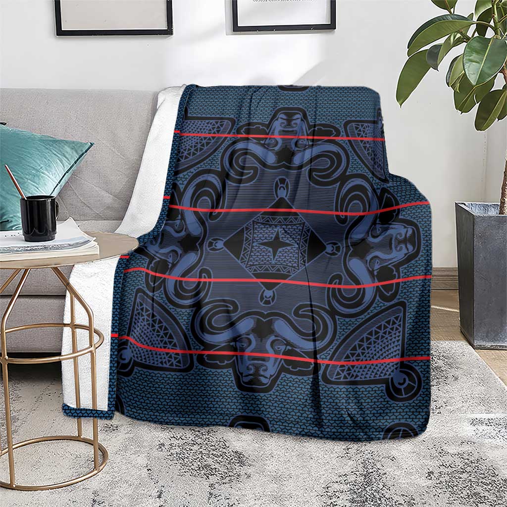 Lesotho Seanamarena - Motlatsi Blanket Basotho Traditional Blanket Style - Blue - Wonder Print Shop