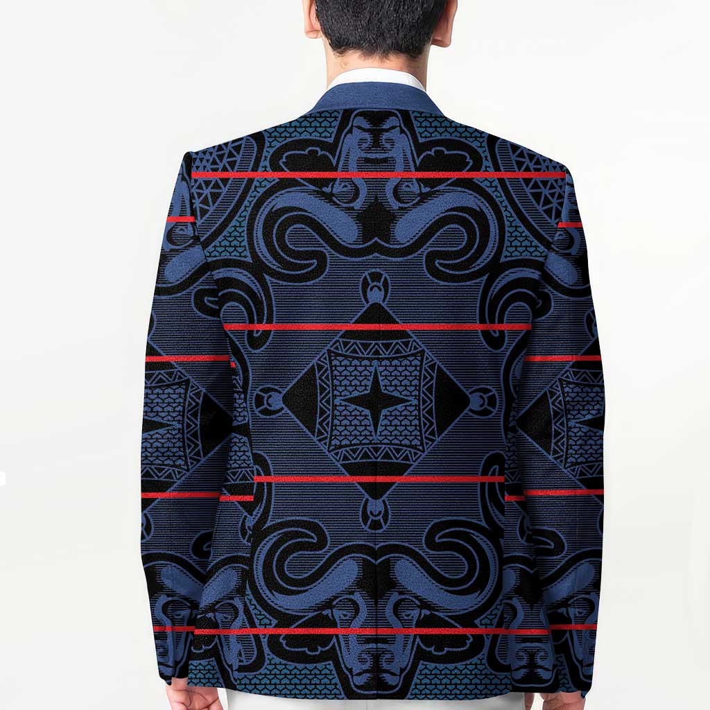 Lesotho Seanamarena - Motlatsi Blazer Basotho Traditional Blanket Style - Blue - Wonder Print Shop
